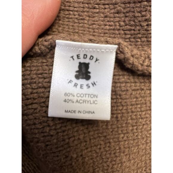 Teddy Fresh Cardigan Mens Large Sweater Retro Colorblock Preppy Classic Grandpa - Picture 15 of 16